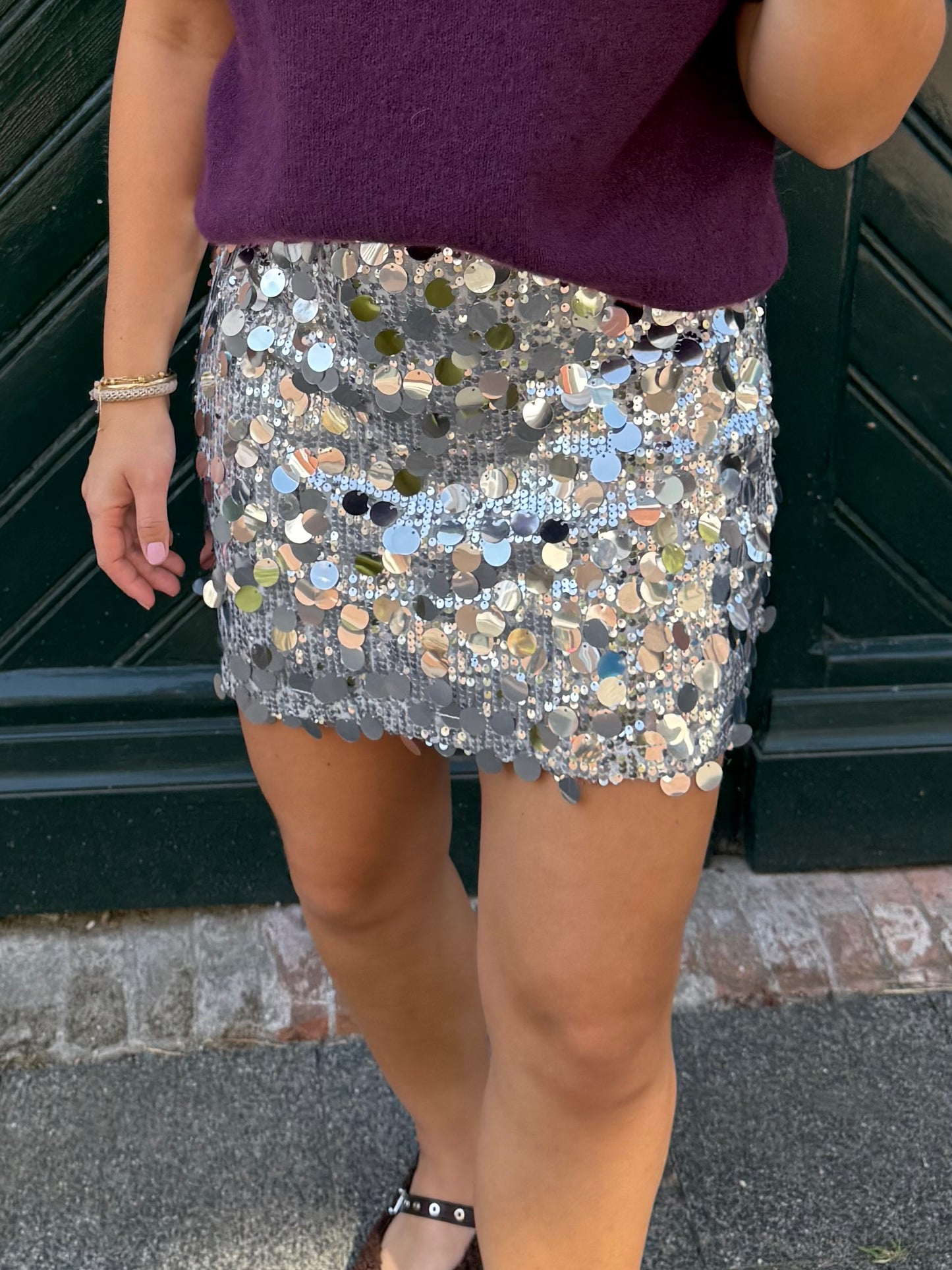 Frances Glitter Skirt | Silver