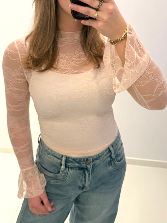 Monica Lace Top | Baby Pink