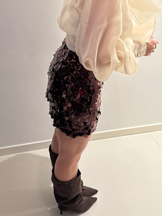 Frances Glitter Skirt | Chocolate Brown