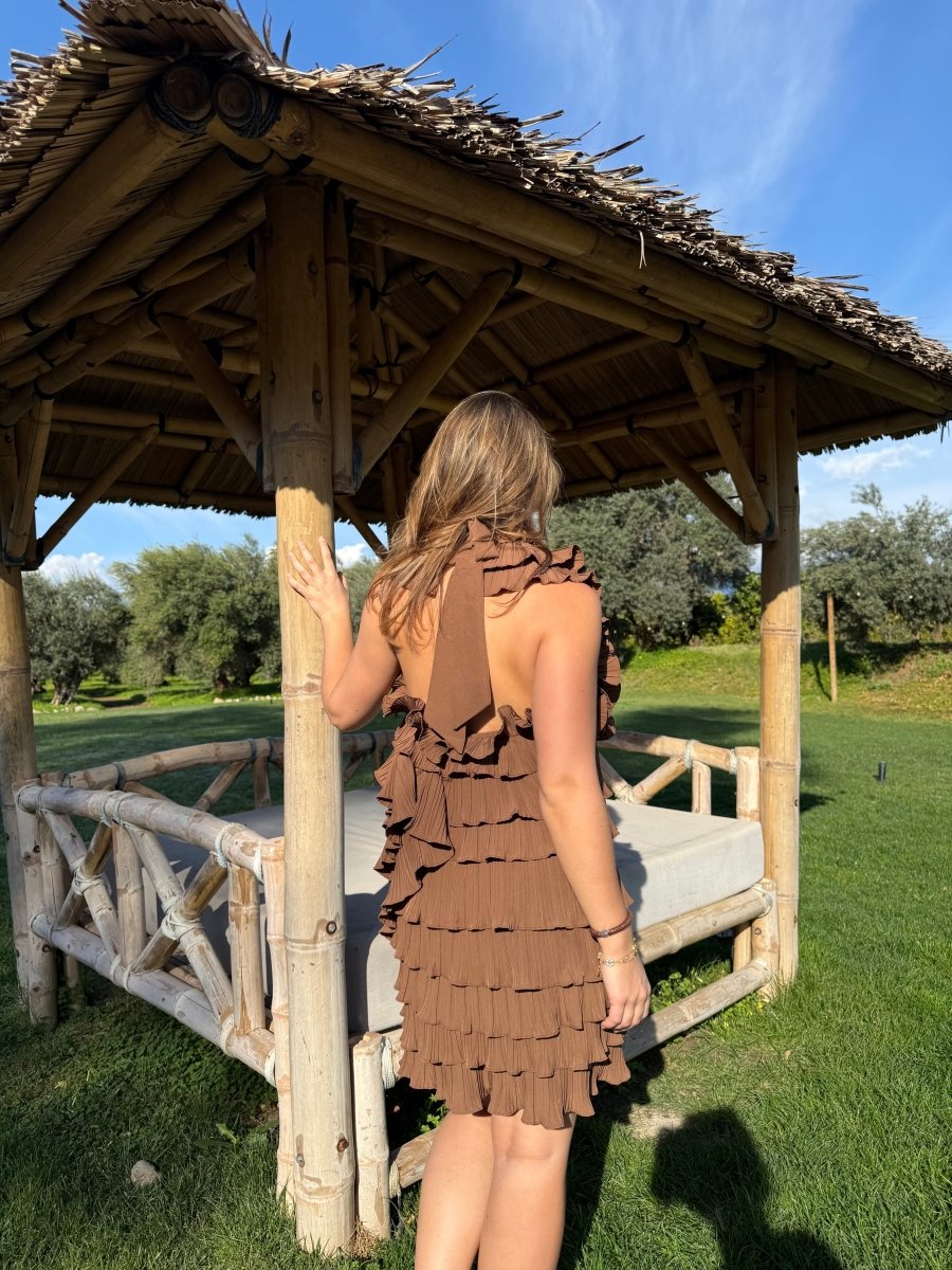 Cato Ruffle Dress | Bruin - Maison FAV