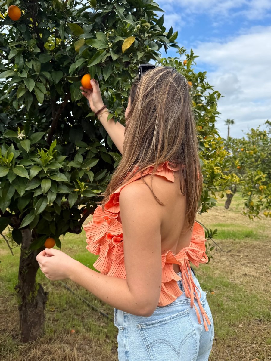 Cato Ruffle Top | Oranje - Maison FAV