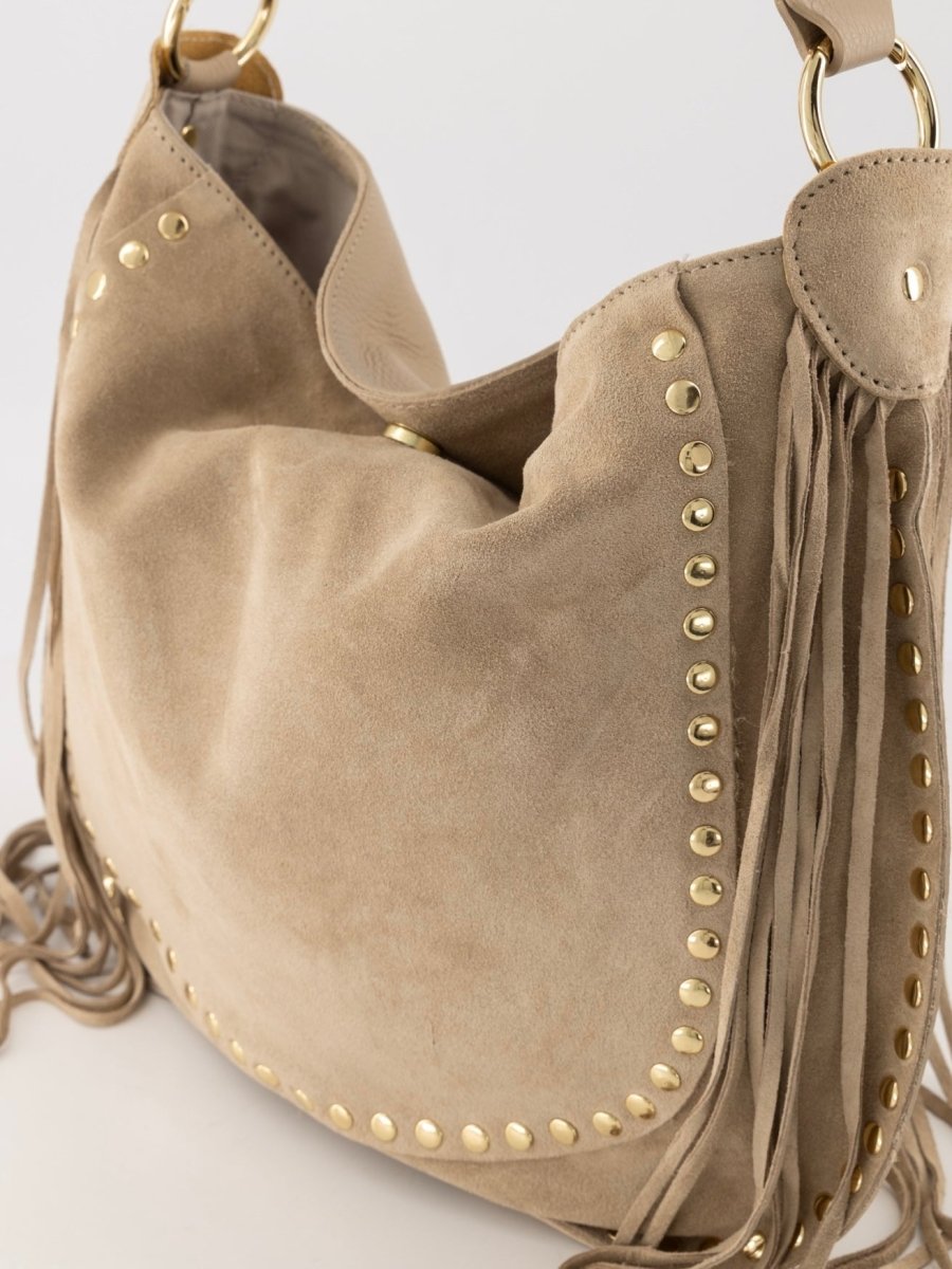 Coacha Suede Leren Tas | Taupe - Maison FAV
