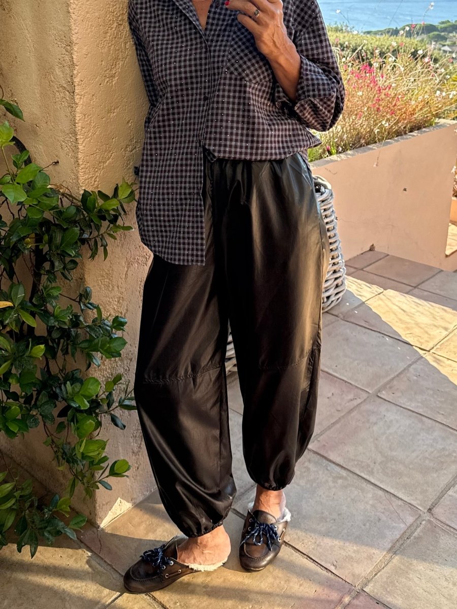 Faux leather balloon pants | Brown - Maison FAV