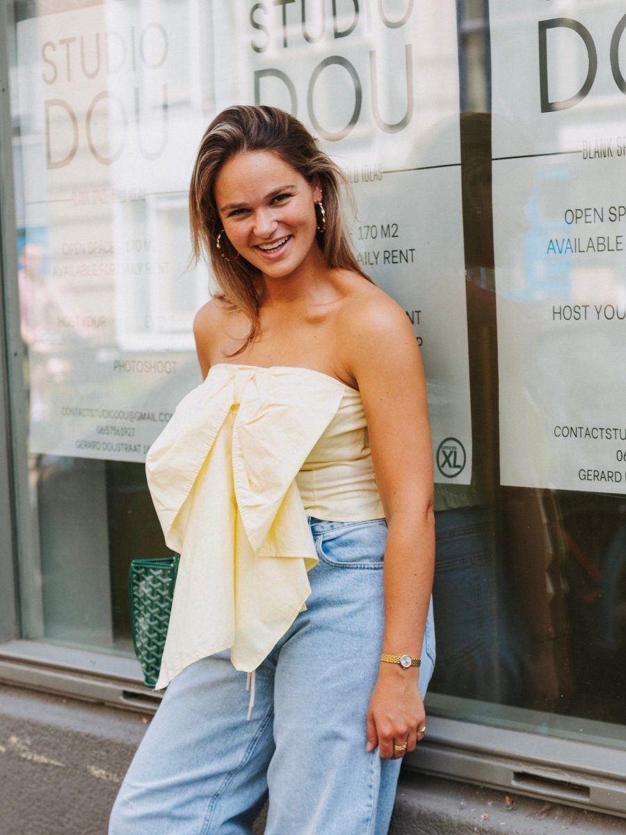 Lottie Bow Croptop (Butter Yellow) - Maison FAV