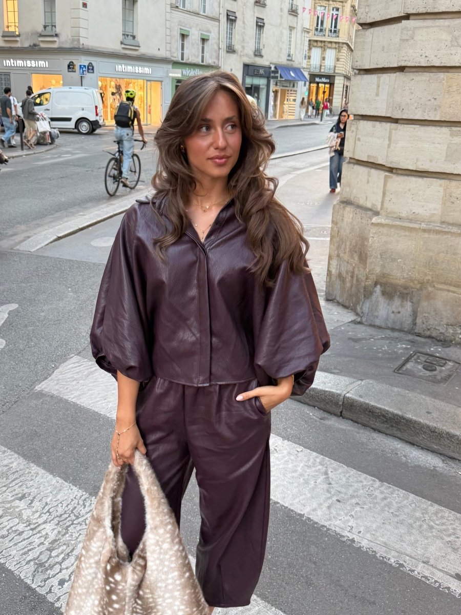 Marie Faux Leather Top - Maison FAV