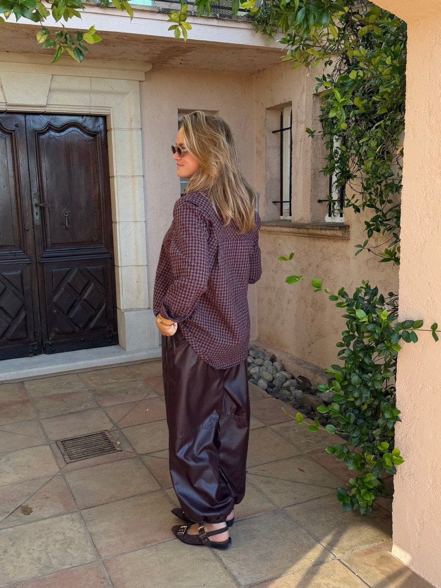 Roxy Check Blouse | Burgundy - Maison FAV