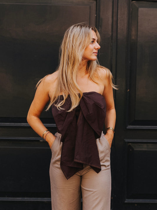 Lottie Bow Croptop (Chocolate Brown)