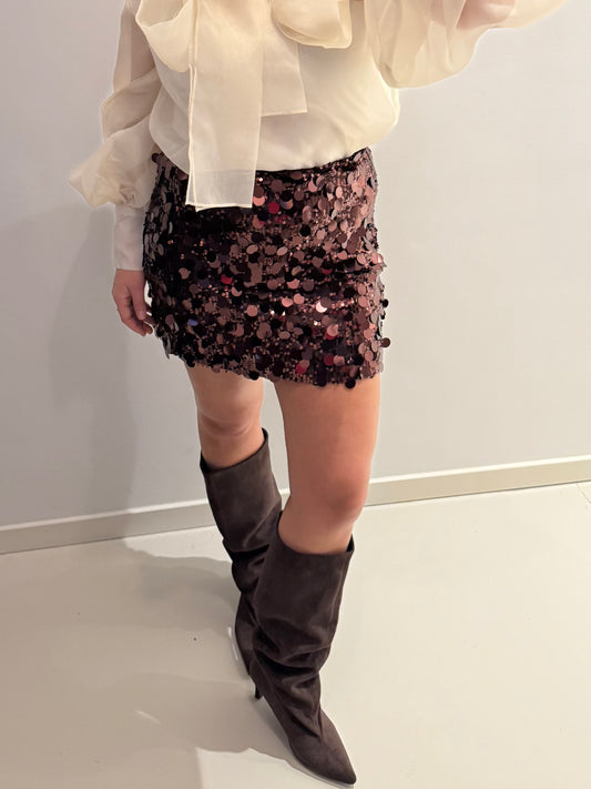 Frances Glitter Skirt | Chocolate Brown