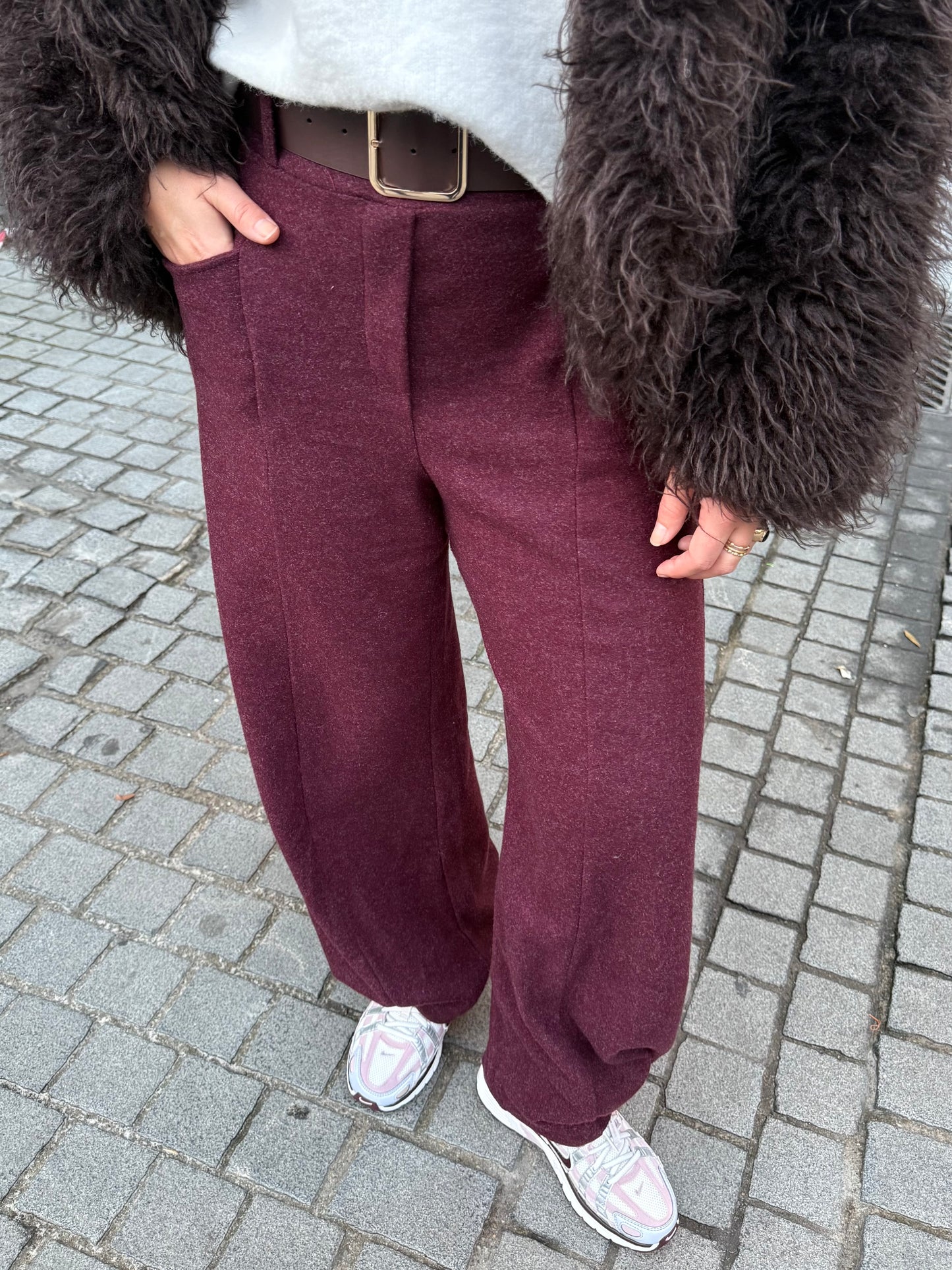 Cleo Knit Balloon Pants | Burgundy