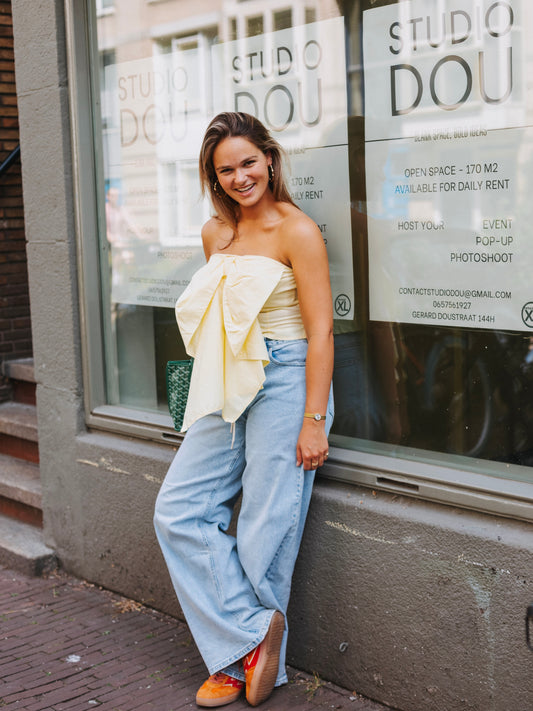 Lottie Bow Croptop (Butter Yellow)