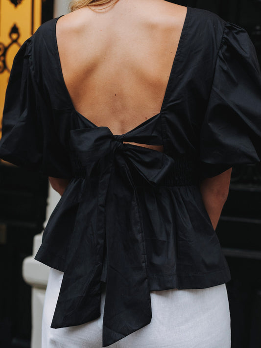 Jane Bow Shirt (Black)