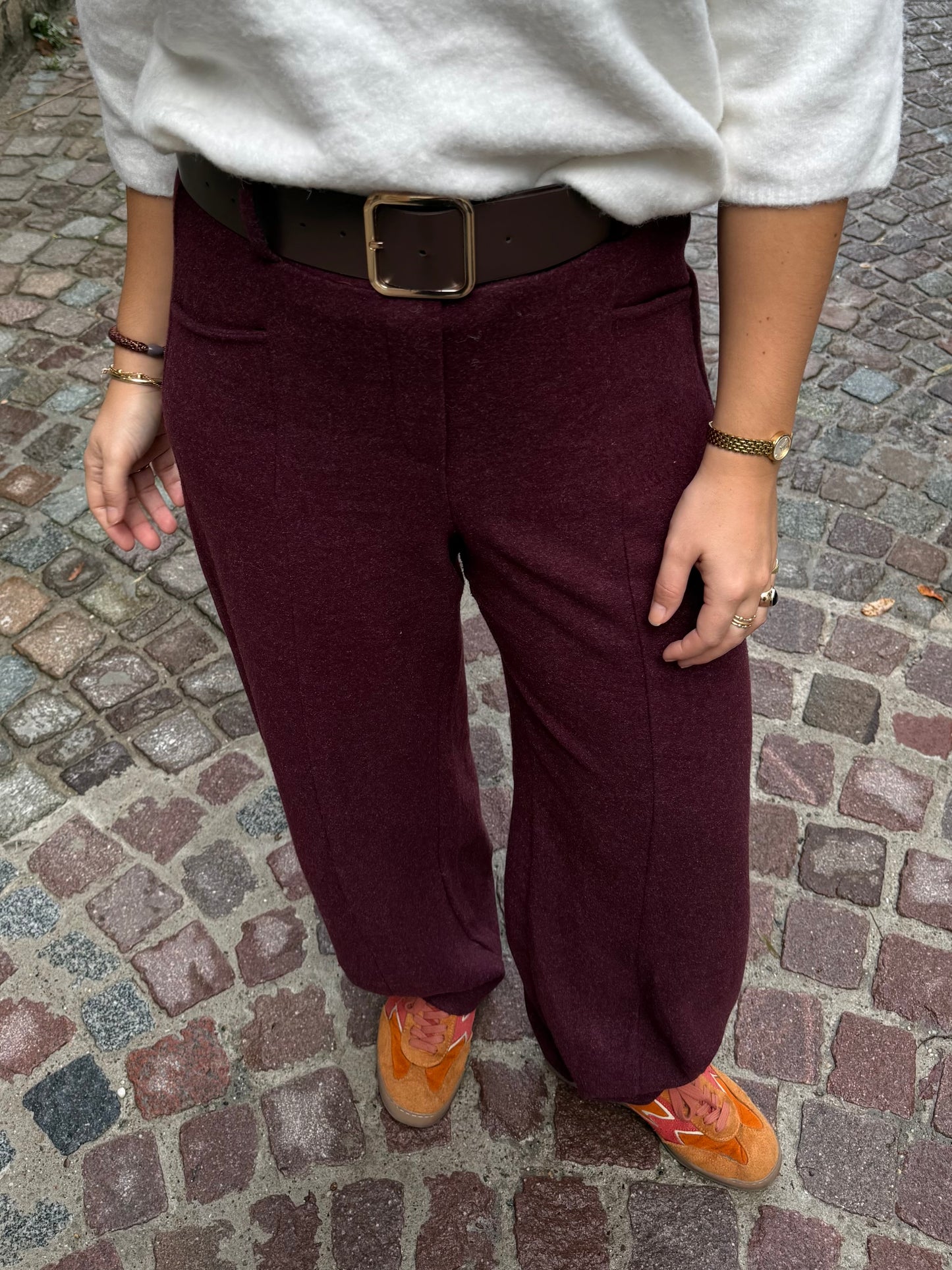 Cleo Knit Balloon Pants | Burgundy