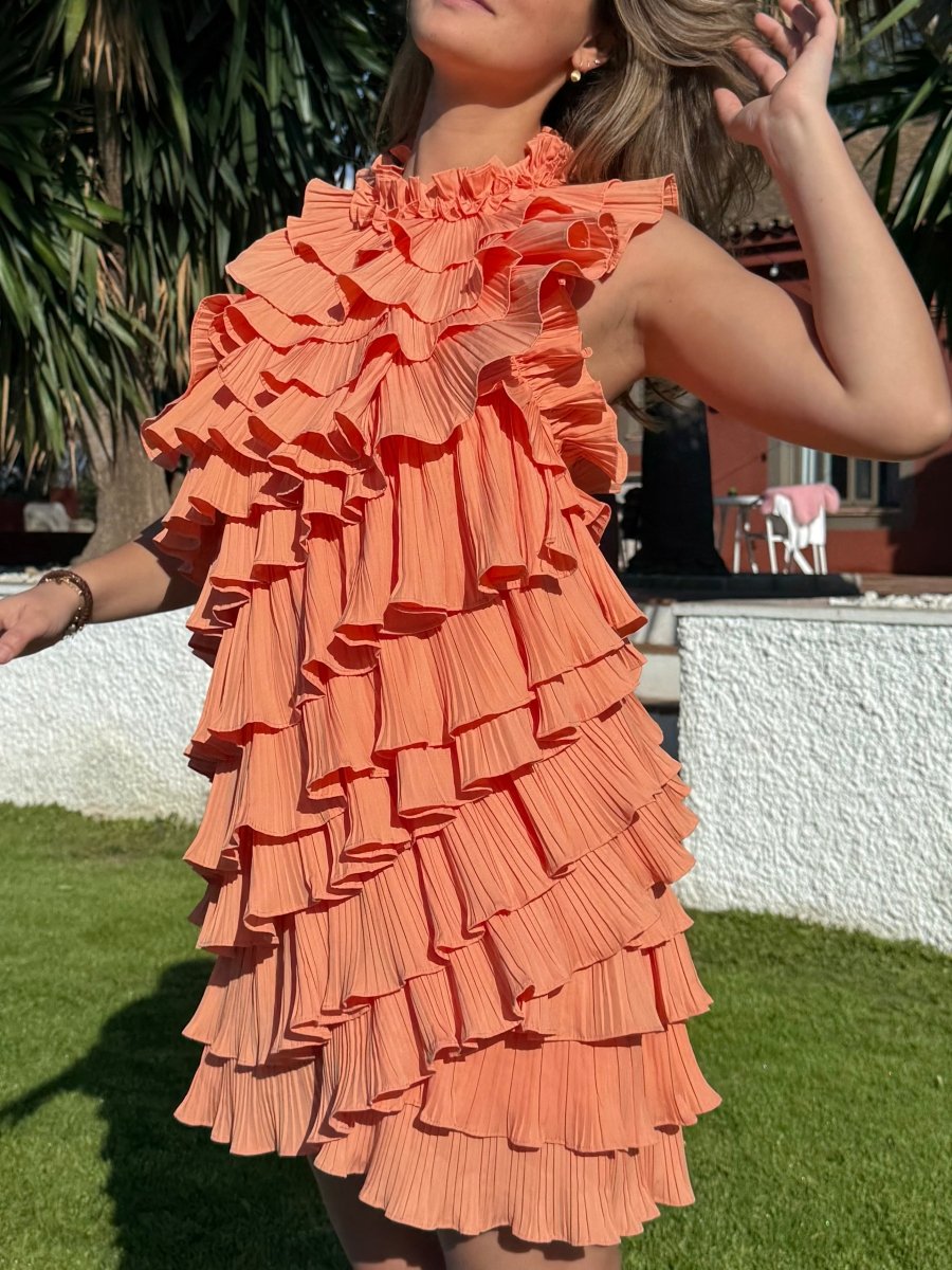 Cato Ruffle Dress | Oranje - Maison FAV