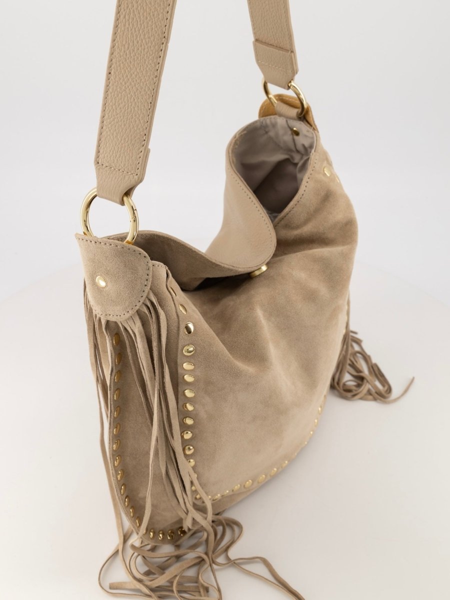 Coacha Suede Leren Tas | Taupe - Maison FAV