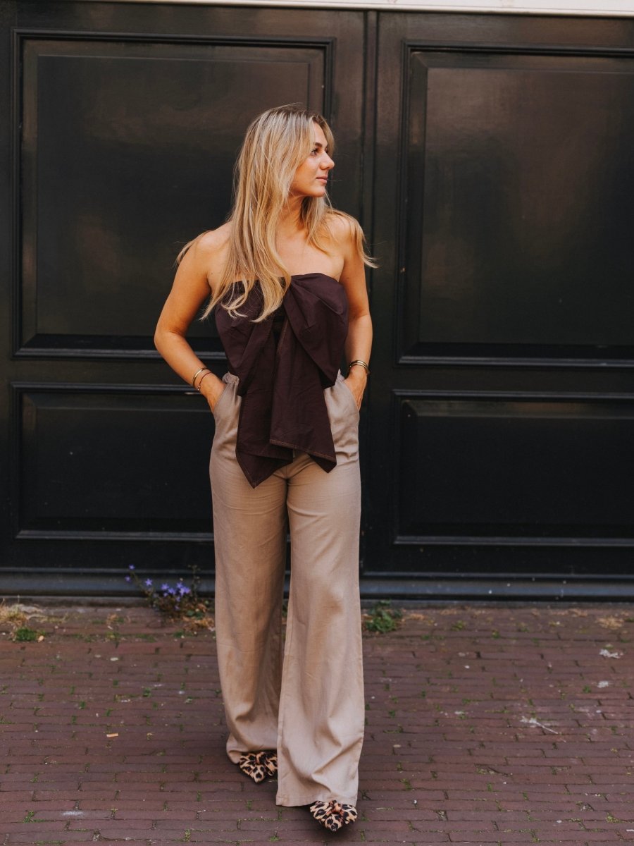 Essy Linen Pants (Beige) - Maison FAV