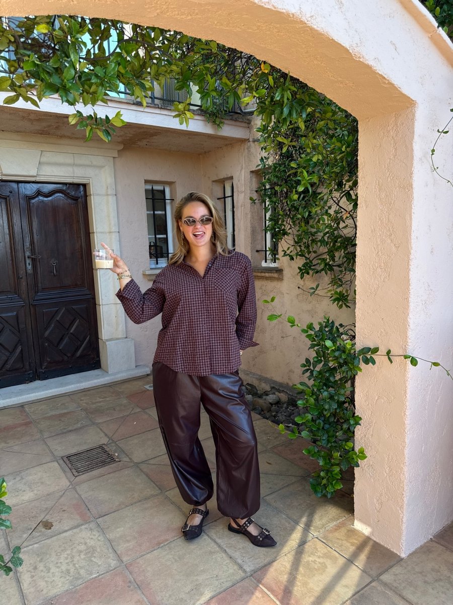 Faux leather balloon pants | Burgundy - Maison FAV