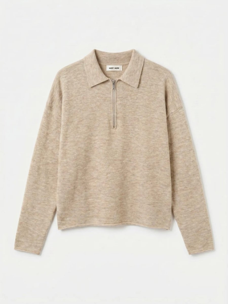 Floor Zipper Trui | Beige - Maison FAV