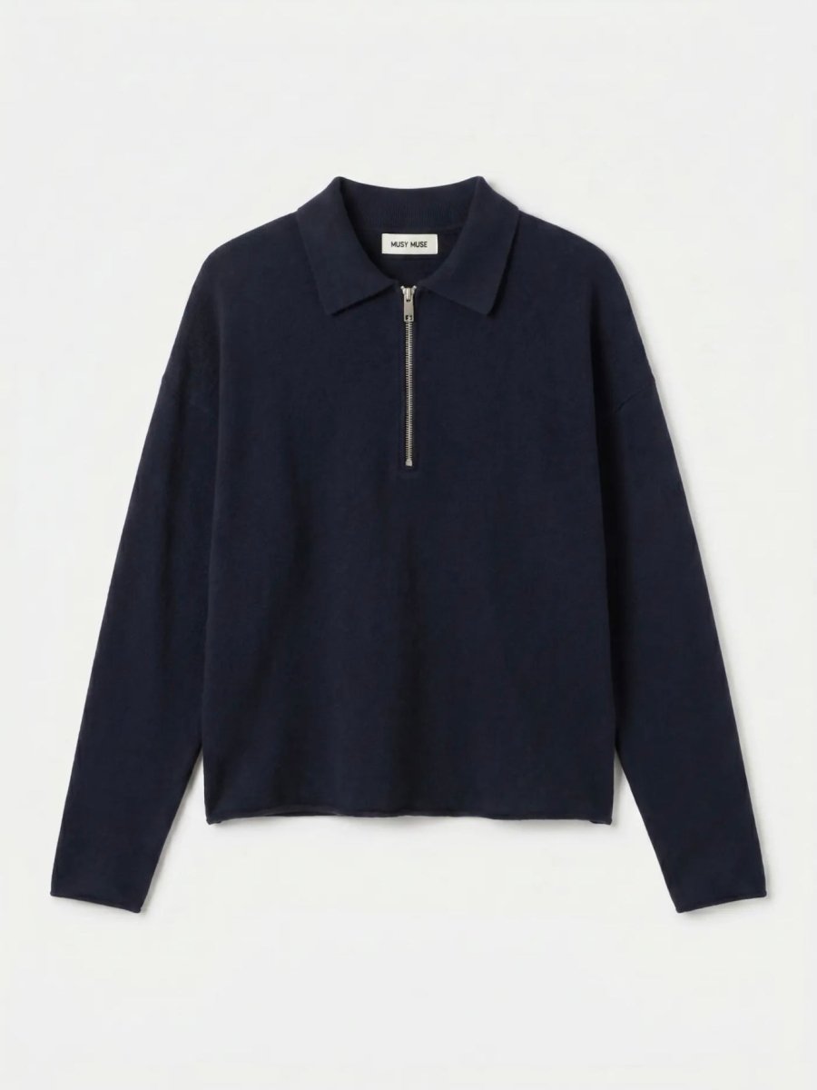 Floor Zipper Trui | Navy - Maison FAV