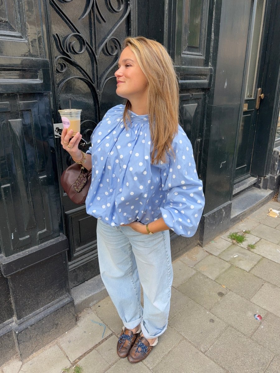 Mimi Dot Top | Blauw - Maison FAV
