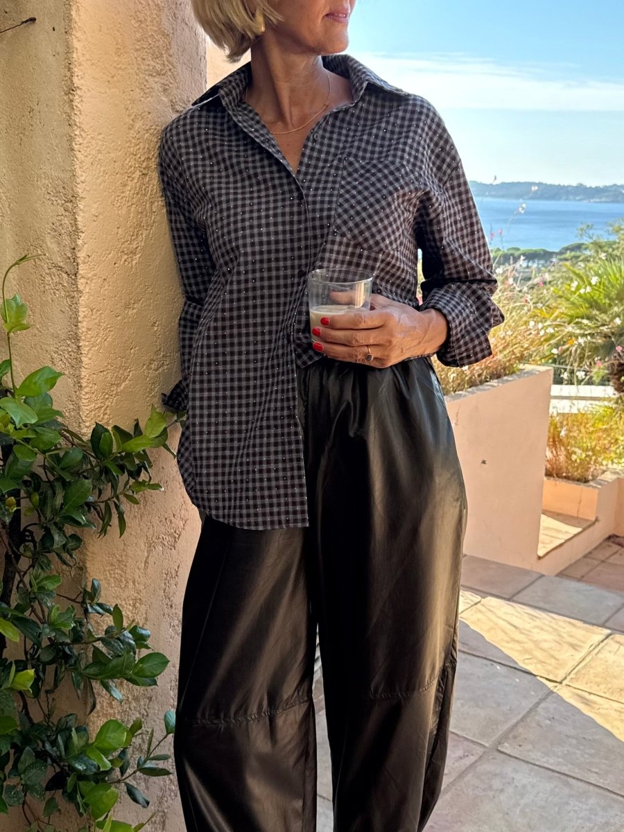 Roxy Check Blouse | Blauw/Bruin - Maison FAV