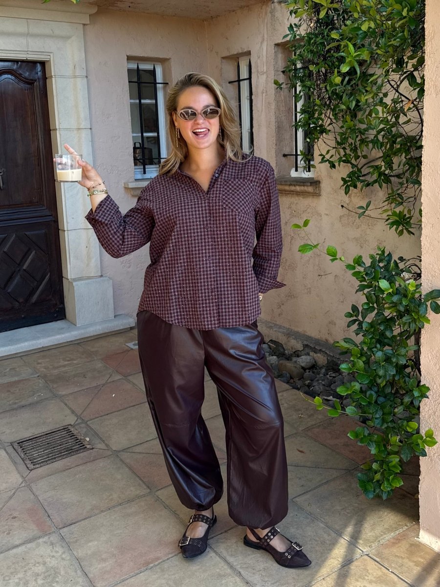 Roxy Check Blouse | Burgundy - Maison FAV