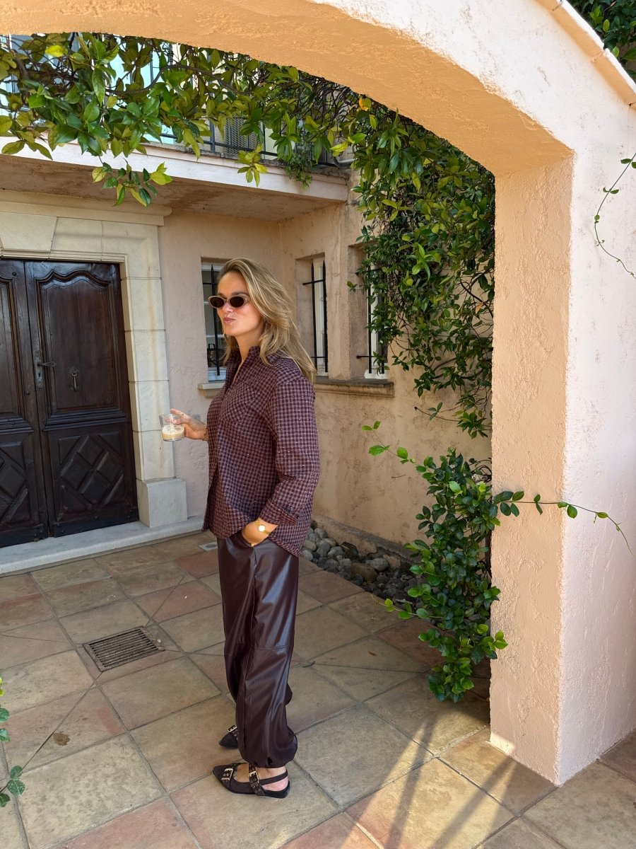 Roxy Check Blouse | Burgundy - Maison FAV