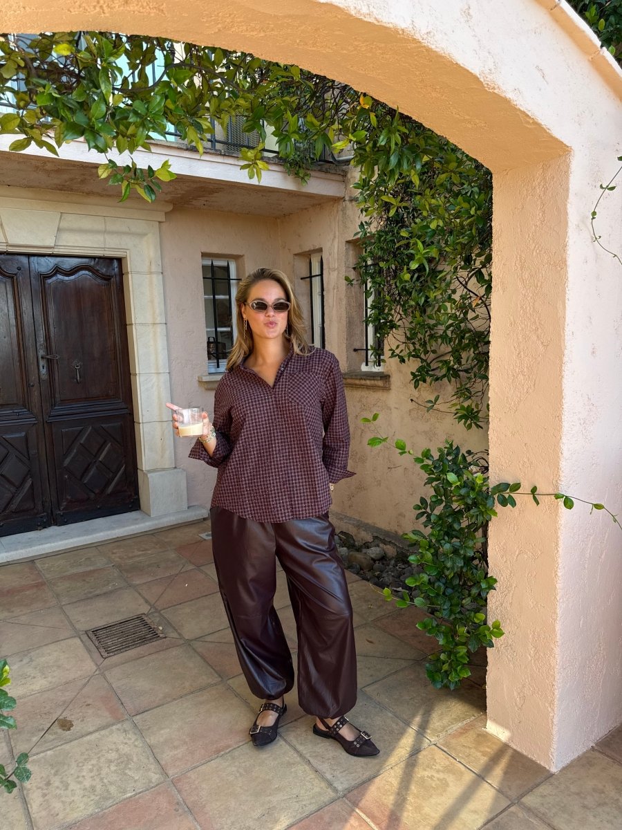 Roxy Check Blouse | Burgundy - Maison FAV
