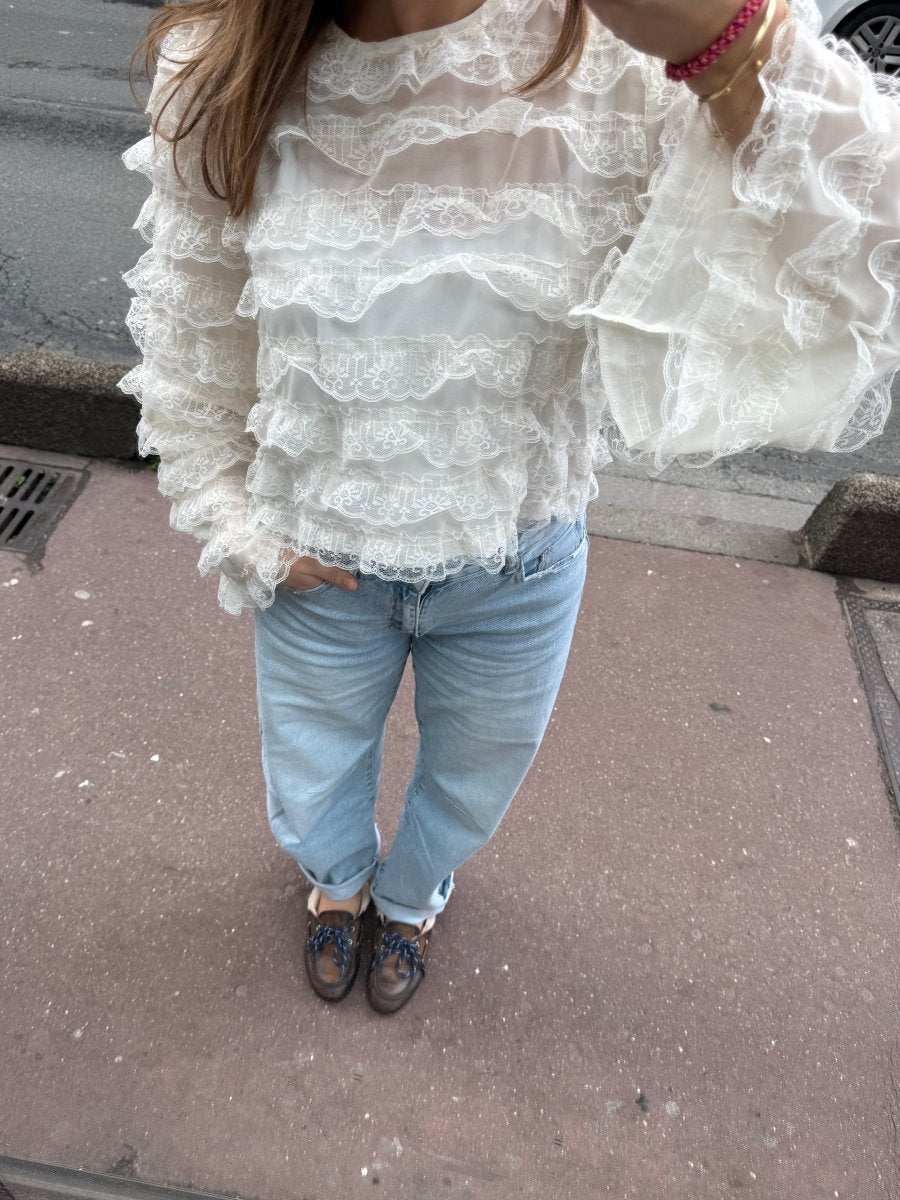Sophie Ruffle Longsleeve Top - Maison FAV
